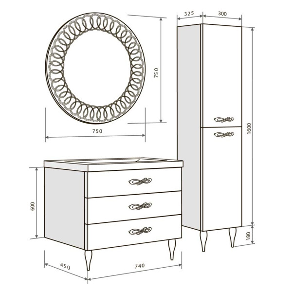 Зеркало Marka One Belle 750*70*750 белое (У26304) Зеркало Marka One Belle 750*70*750 белое (У26304)