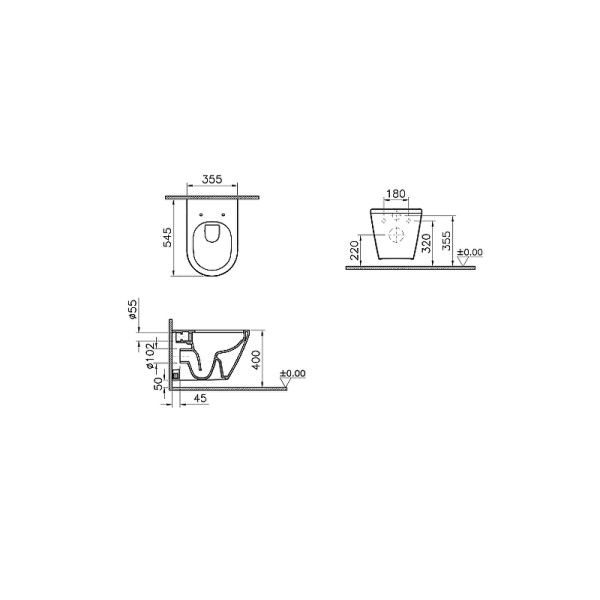 Унитаз подвесной Vitra Integra Round 54 см, безободковый (7041B003-0075)