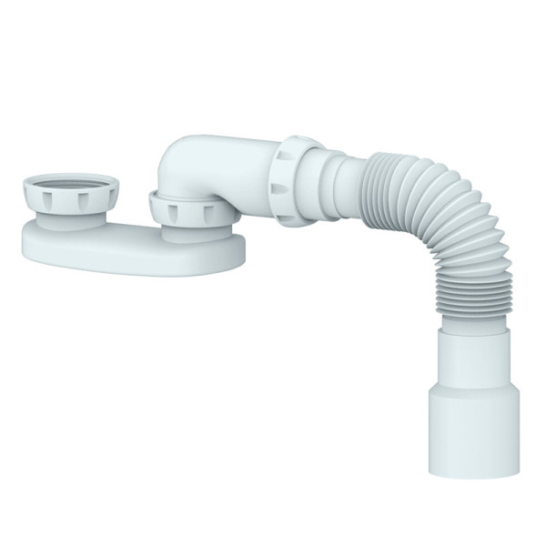 Сифон для душевого поддона 1 1/2"х40 мм без выпуска, нерж. чашка, гиб. отвод 40х40/50 Unicorn (G12)