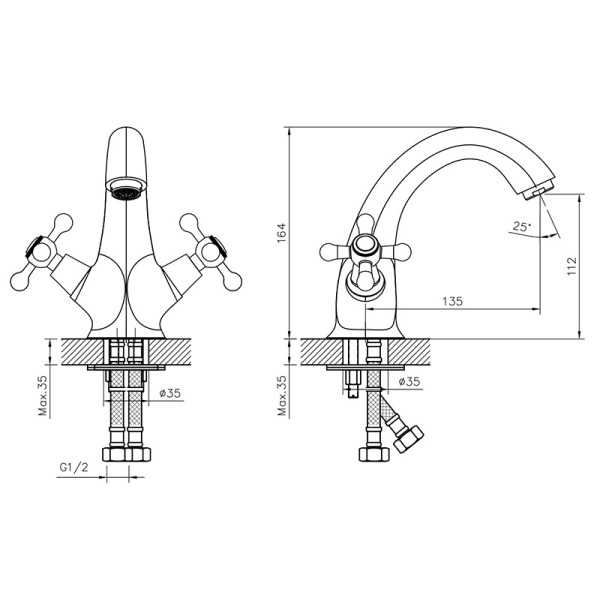 Смеситель для раковины Decoroom DR54 хром (DR54011)