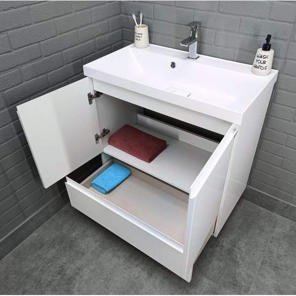 Тумба напольная Bazis 80 Graffo белый глянец Н1 Домино (DGr2402T)