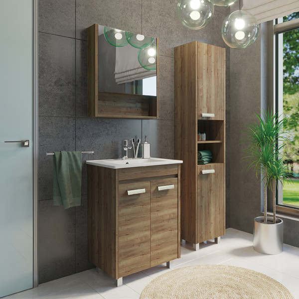 Тумба напольная Comforty дублин 610x855x465 белый глянцевый с раковиной (00-00001466)