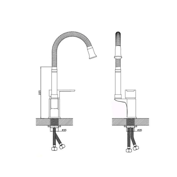 Смеситель для кухни Dlin с гибким изливом хром (D155460-Q)
