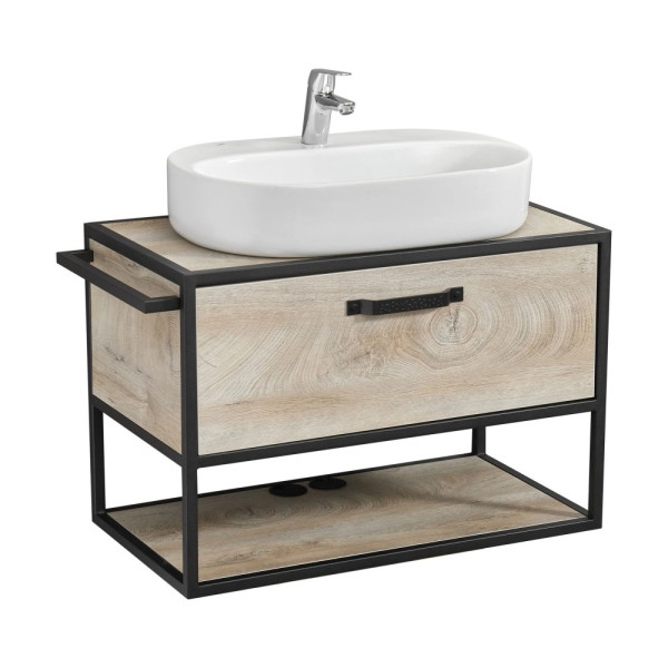 Тумба Aquaton Лофт Фабрик 80 Дуб Эндгрейн/1WH501710 Раковина Одри Round/1A243003LTDU0 Столешница Лофт Фабрик 80 Дуб Эндгрей (1A2424K0LTDU0)