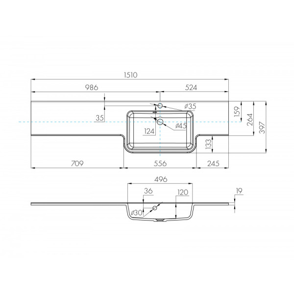 Раковина подвесная Aquaton Hotel 151x40,5x16,5 R белый (1.A709.5.31P.I01.P)