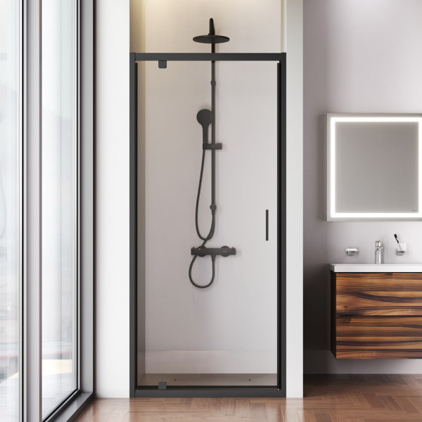 Душевая дверь AM.PM Gem 90x195 стекло прозрачное, профиль черный матовый (W90G-90-1P-BT)