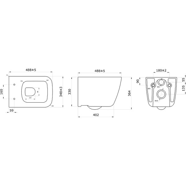 Унитаз подвесной Berges Quatrro S 490х350х365 белый (082149) Унитаз подвесной Berges Quatrro S 490х350х365 белый (082149)