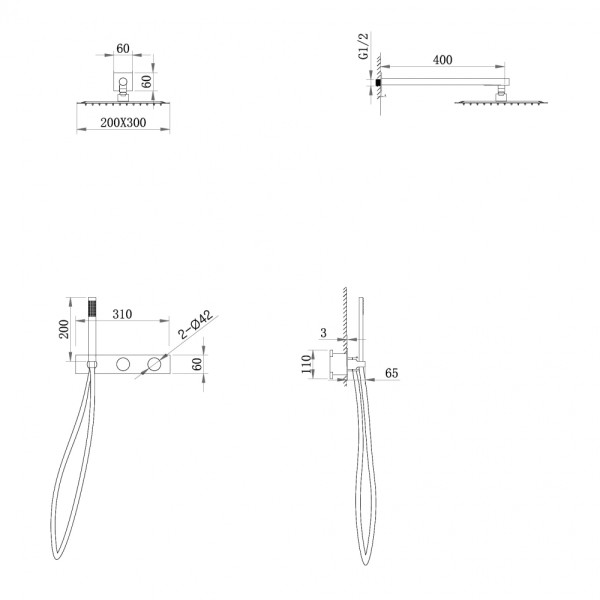 Душевая система Abber Rund  черный матовый (AF8718B)