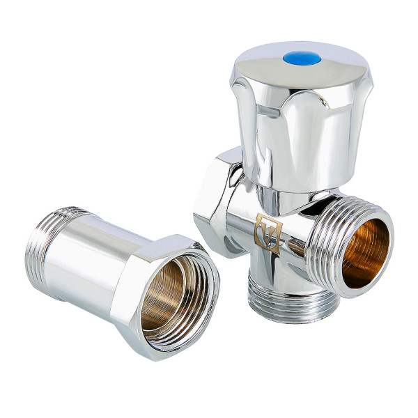 Кран вентильный 3/4"х3/4"х3/4" ВН проходной с удлинителем Valtec (хром) VT.230.N.05
