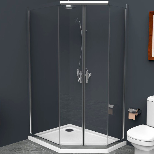 Душевой уголок BelBagno Uno-195 100x80x195 стекло прозрачное, профиль хром (UNO-195-PH-2-10/80-C-Cr)
