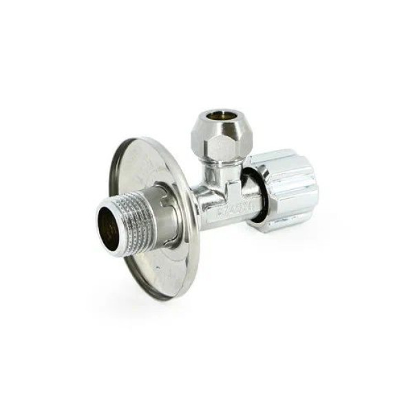 Кран угловой 1/2"х10 мм (3/8") НН вентильный Uni-Fitt (рукоятка пластик) 186A2501
