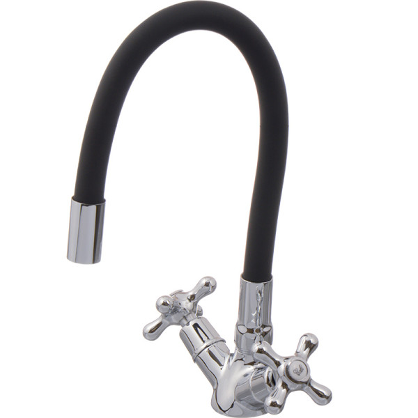 Смеситель для кухни Ex-promt Cross с гибким изливом, хром (Ex102.2-01 black)