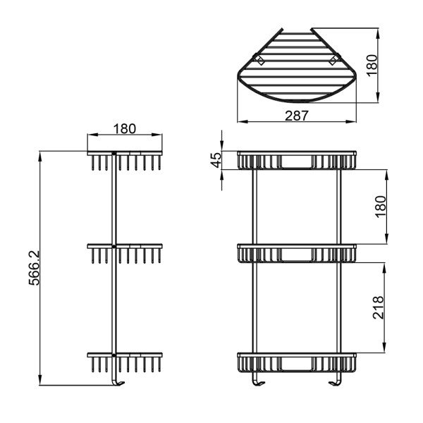 Полка угловая трехэтажная матовый хром Azario (AZ-814-3) Полка угловая трехэтажная матовый хром Azario (AZ-814-3)