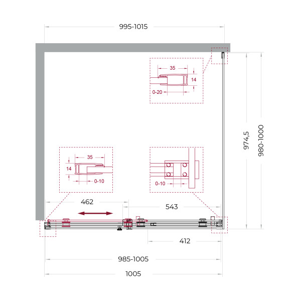 Душевой уголок BelBagno Soft Close-2 100x100x200 стекло прозрачное, профиль оружейная сталь матовая (SOFT_CLOSE-2-A-1-100-C-GM)