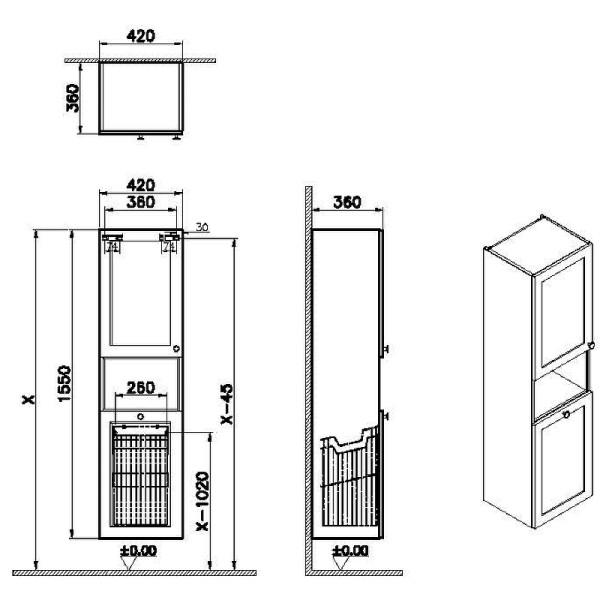 Пенал подвесной Vitra Root Classic 40 см с корзиной, матовый белый, левосторонний (68517) Пенал подвесной Vitra Root Classic 40 см с корзиной, матовый белый, левосторонний (68517)
