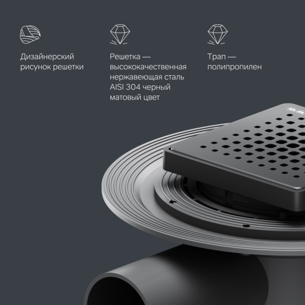 Душевой лоток AM.PM MasterFlow точечный универс затвор Cut Gradient 10 см черн мат (W01BD-P11-010-01BM)