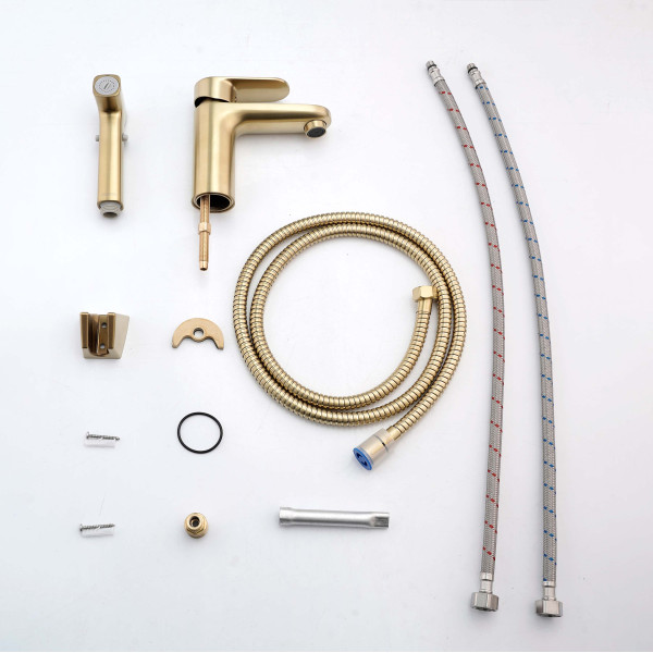 Смеситель для раковины Aquatek Ника золото шлифованное (AQ1812BG) Смеситель для раковины Aquatek Ника золото шлифованное (AQ1812BG)