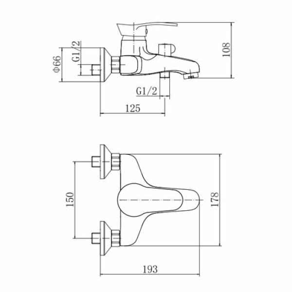 Смеситель для ванны и душа Fashun с душевым комплектом хром (A3201)