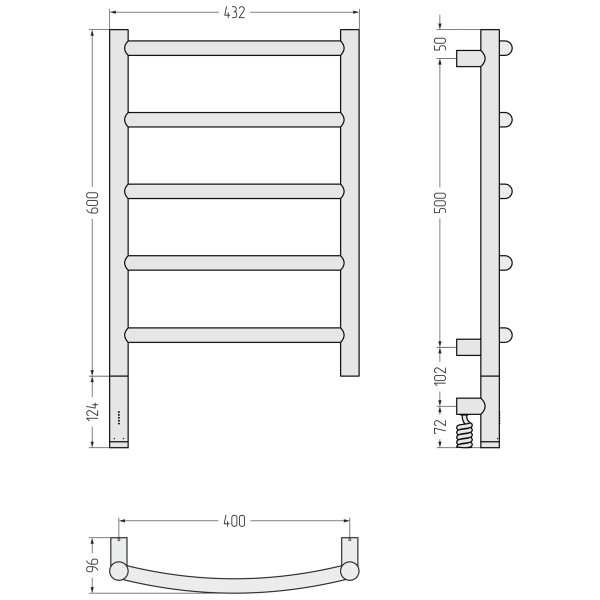 Полотенцесушитель электрический Сунержа Галант 3.1 600x400 МЭМ провод слева золото (03-6000-6040)