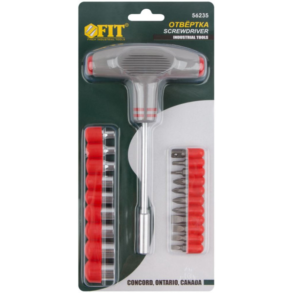 Отвертка FIT Т-обр. +20 насадок (56235)