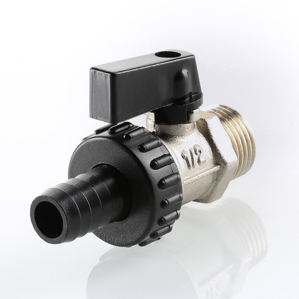 Кран 1/2" Н шаровый сливной со штуцером Valtec (чёрная ручка) VT.430.N.04 Кран 1/2" Н шаровый сливной со штуцером Valtec (чёрная ручка) VT.430.N.04
