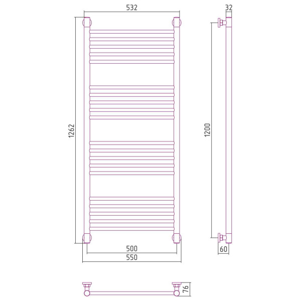 Полотенцесушитель водяной Сунержа Богема+ прямая 1200х500 золотой (03-0220-1250)