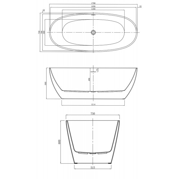 Ванна акриловая Azario Darwin 170x75 (GOL17075)