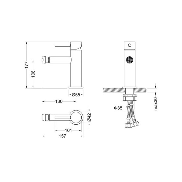 Смеситель для биде Aquatek Европа шлифованный черный хром (AQ1318BGM)