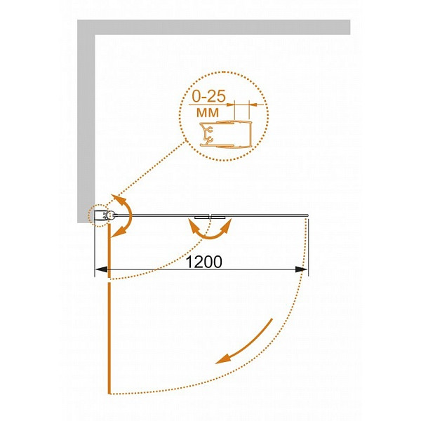 Шторка душевая на ванну Cezares Eco 120x145 профиль хром, стекло прозрачное (ECO-V-11-120/140-C-Cr)