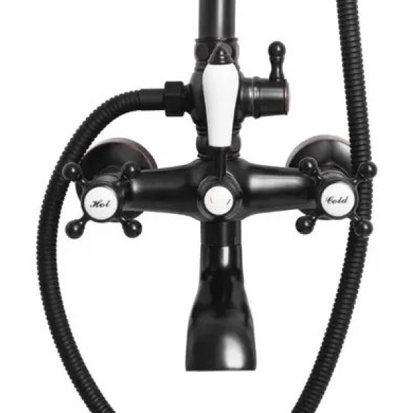 Душевая система с изливом Rea Bergamo Antique black (REA-P5001)