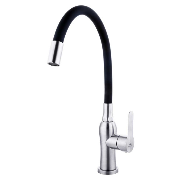 Смеситель для кухни Fashun с гибким изливом сатин/чёрный (A54801-7)