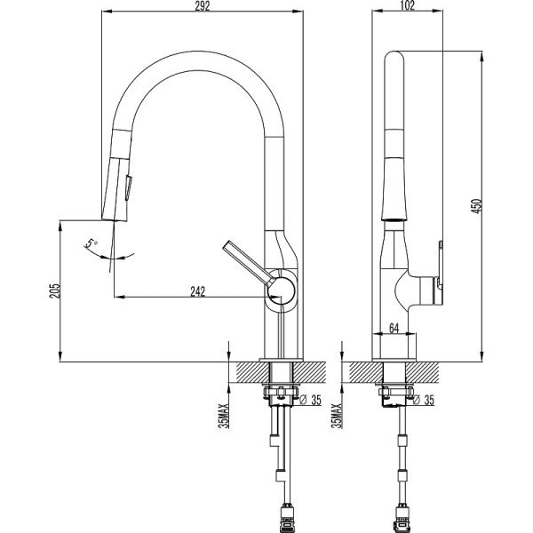 Смеситель для кухни Azario Vincente графит (AZ-VPV569064AJ)