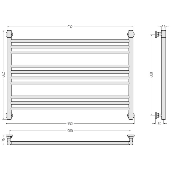 Полотенцесушитель водяной Сунержа Богема 600x900 матовый черный (31-0202-6090) Полотенцесушитель водяной Сунержа Богема 600x900 матовый черный (31-0202-6090)