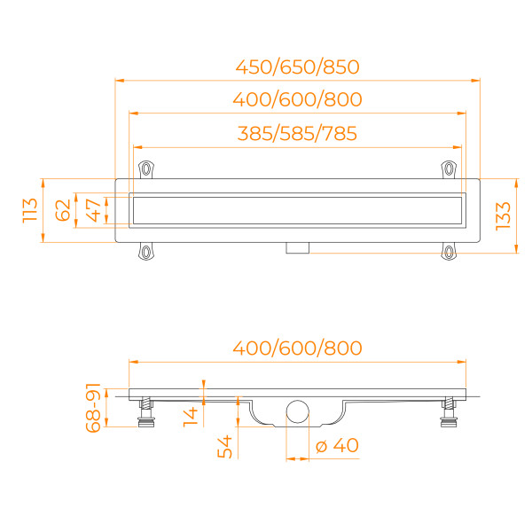 Душевой лоток RGW Drain Leo 400 хром (60211140-01)