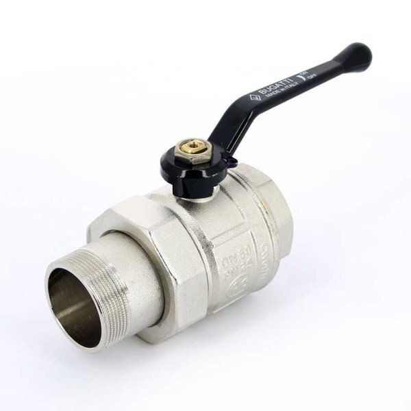 Кран Bugatti 2" шаровый со сгоном New Jersey 920 (черная ручка) (09200008)