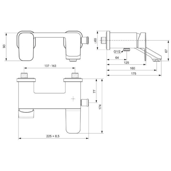 Смеситель для ванны и душа Ideal Standard Tonic II (A6338AA)