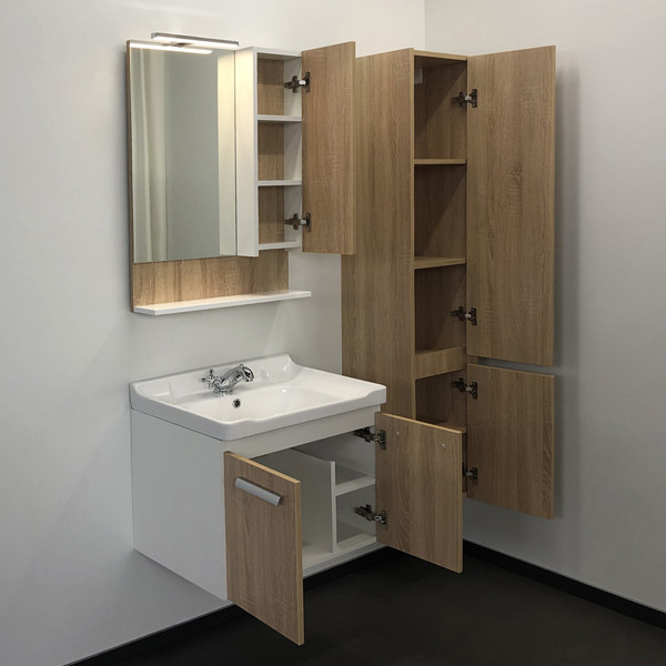 Тумба подвесная Comforty Парма 620x550x470 дуб дымчатый матовый с раковиной (00-00001547)
