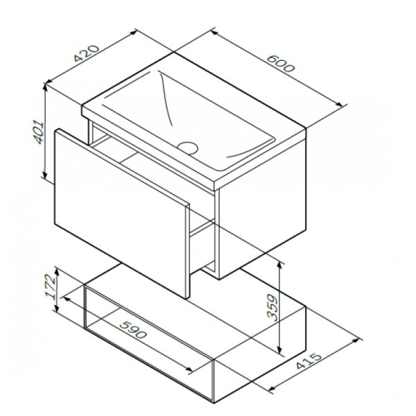 Тумба подвесная AM.PM Gem 75 (M90OHX0750WG)