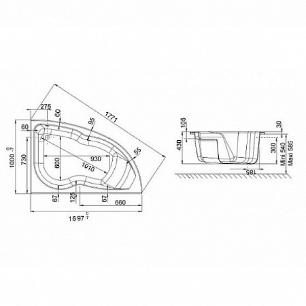 Каркас для ванны Jacob Delafon Micromega 170x105 (SF219RU-NF)