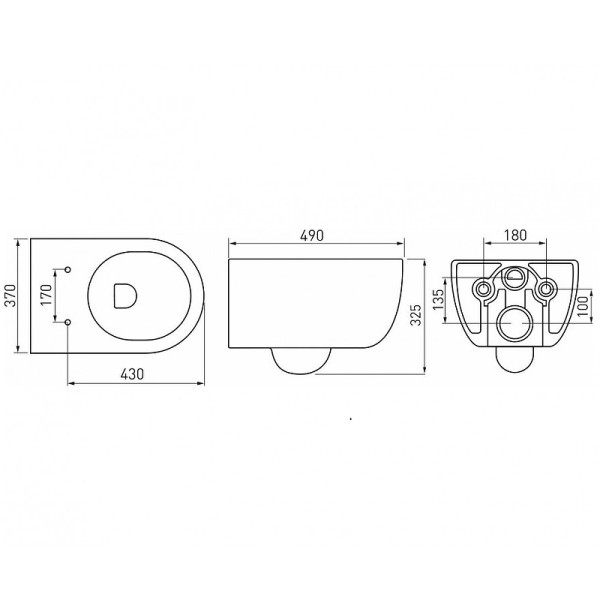 Комплект инсталляция с унитазом Berges Novum525 c с кнопкой O1 белая, унитаз EGO Rimless, сиденье Okus Slim SO (043250)