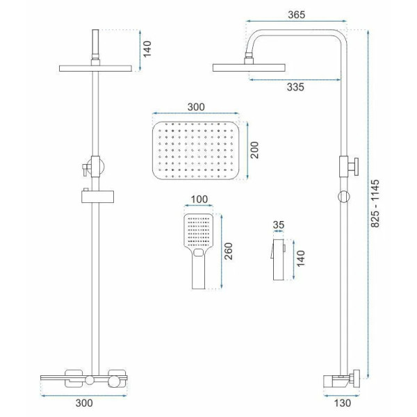 Душевая система на четыре режима Rea Helix Gold (REA-P6619)