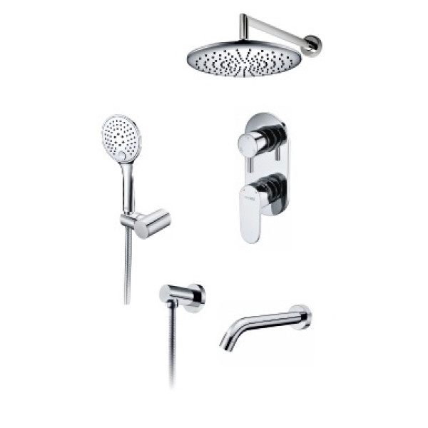 Встраиваемый комплект для ванны WasserKRAFT А175819 с верхней душевой насадкой, лейкой и изливом