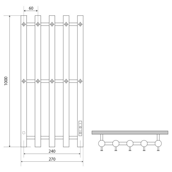 Полотенцесушитель электрический Melodia Blues Electro 1000х270 П5 10 крючков хром (MTRBLE10027) Полотенцесушитель электрический Melodia Blues Electro 1000х270 П5 10 крючков хром (MTRBLE10027)