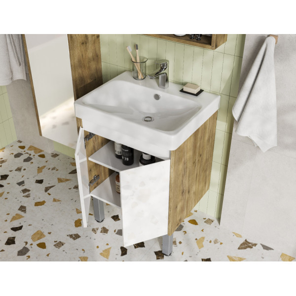 Тумба подвесная Aquaton Сканди 480x427x591 белый, дуб рустикальный (1.A278.8.01S.DZ9.0)