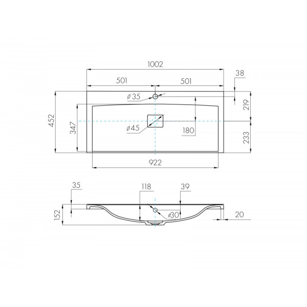 Раковина встраиваемая Aquaton Айрис 45,2x100,2x15,2 белый (1.A732.7.3KA.G01.0)