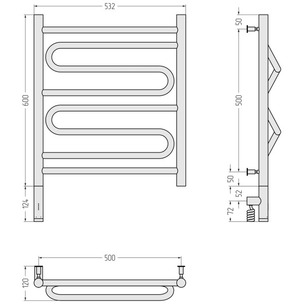 Полотенцесушитель электрический Сунержа Элегия 3.0 600x500 провод слева матовый чёрный (31-5818-6050) Полотенцесушитель электрический Сунержа Элегия 3.0 600x500 провод слева матовый чёрный (31-5818-6050)