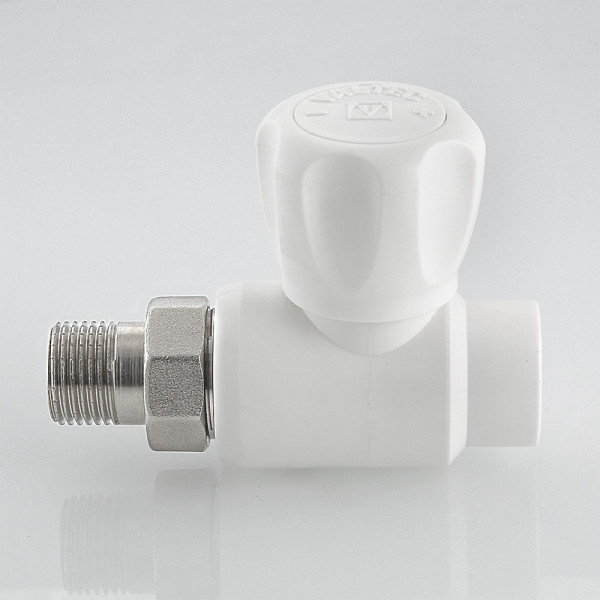 Кран шаровой со сгоном прямой PP-R 20x1/2"Н Valtec (белый) VTp.717.0.02004