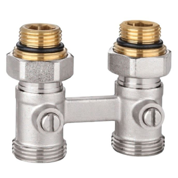 Фитинг двойной со встроенным шаровым краном Kromwell (с комплектом адаптеров 1/2"*3/4") (EU.ST6015045 12_k)