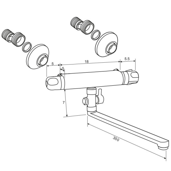 Смеситель для ванны и душа Melodia della vita Rock оружейная сталь (MDV32004gn) Смеситель для ванны и душа Melodia della vita Rock оружейная сталь (MDV32004gn)