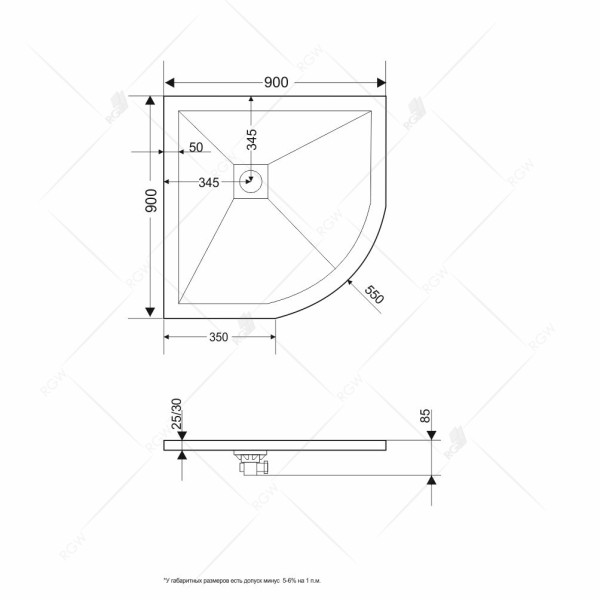 Душевой поддон RGW ST/R-W 90x90 белый (16153099-01)